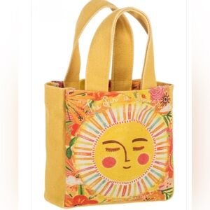 Ganz Mini Canvas Whimsical Tote Bag The Sun Is‎ Shinning Yellow New With Tag
